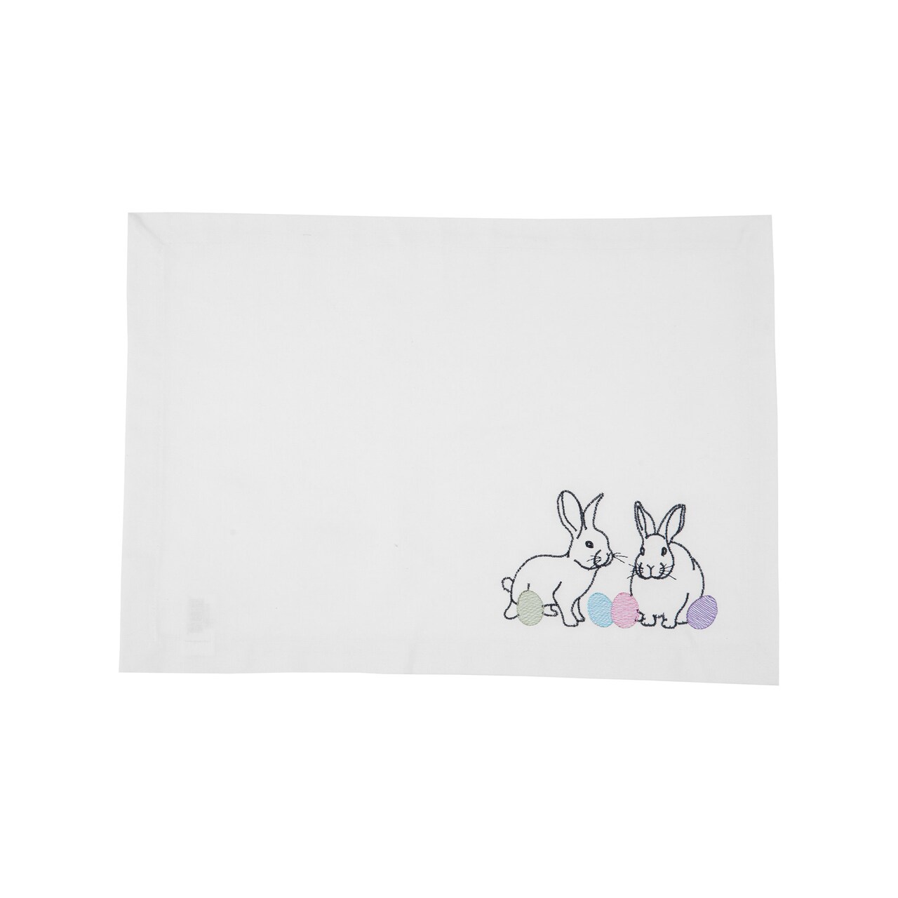 Spring Easter Bunny Rabbit Eggs Embroidered Single Placemat, 13" x 19"
